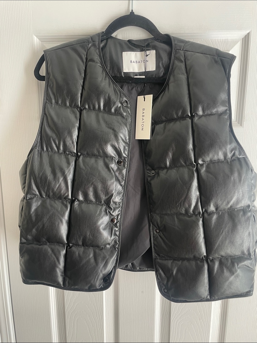 BNWT BABATON Primaloft Down Quilted Vegan Leather Puffer Vest